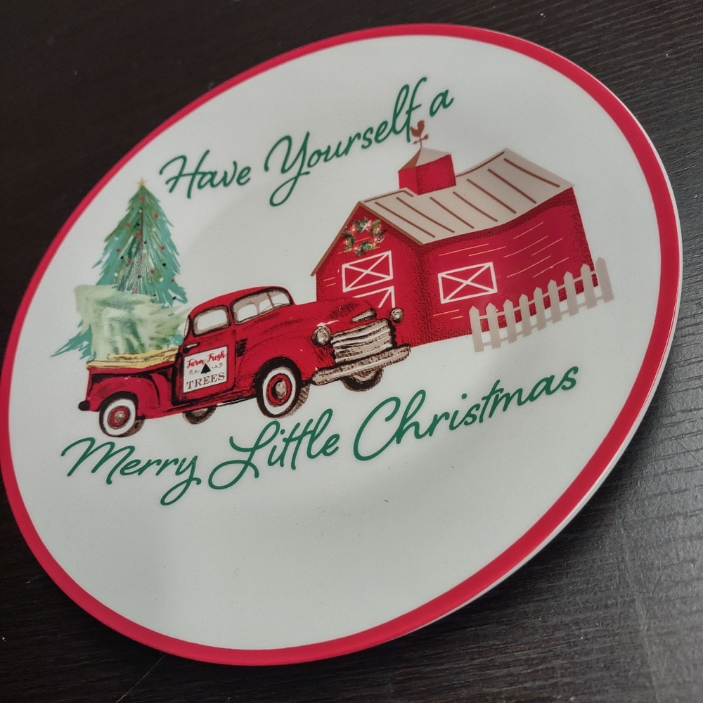 Red truck CHRISTMAS plate